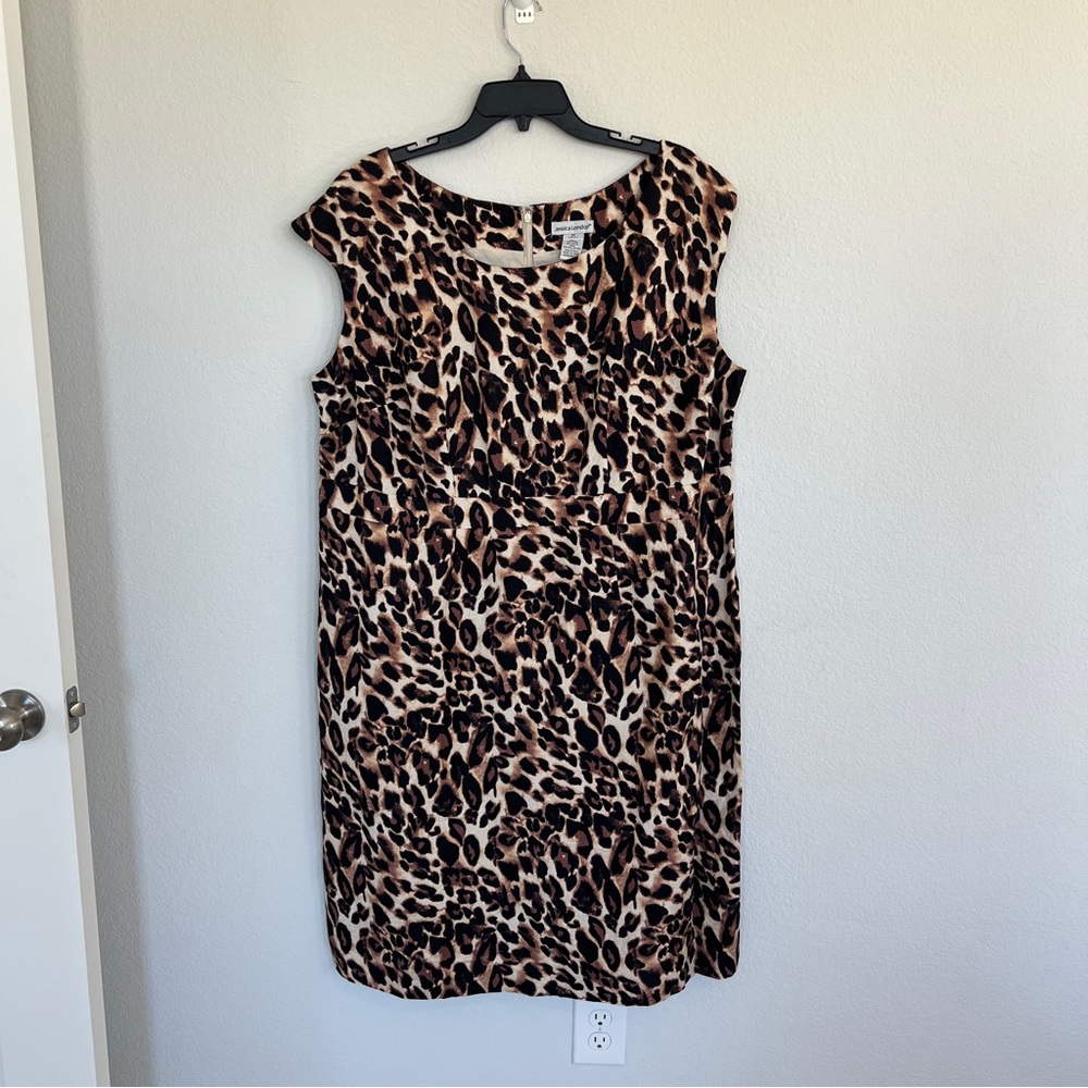 Jessica London Animal Print Linen Blend Plus Size Dress